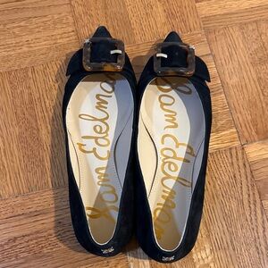 Sam Edelman Black Flats with Buckle Detail